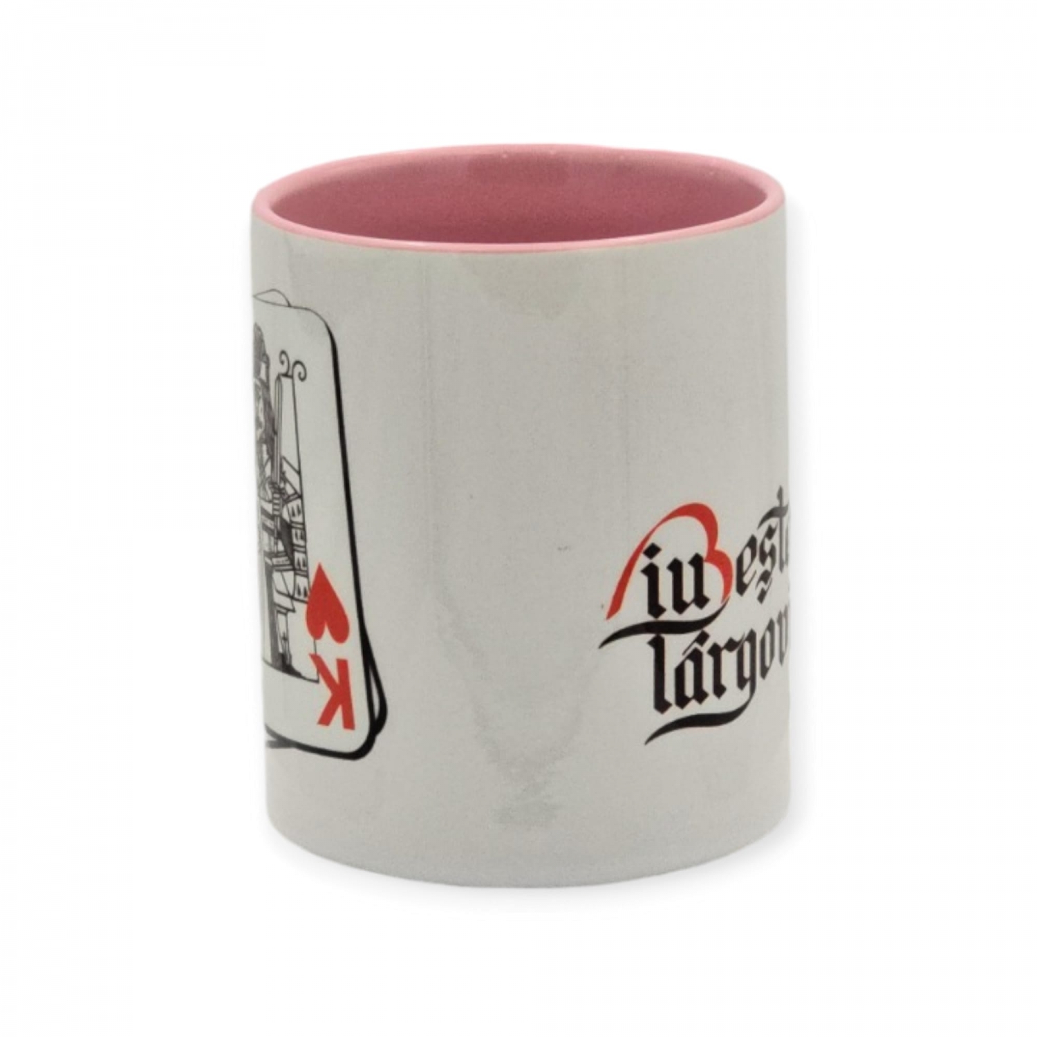 Cana cadou/suvenir Iubeste Targoviste 9 - cana color interior si toarta roz