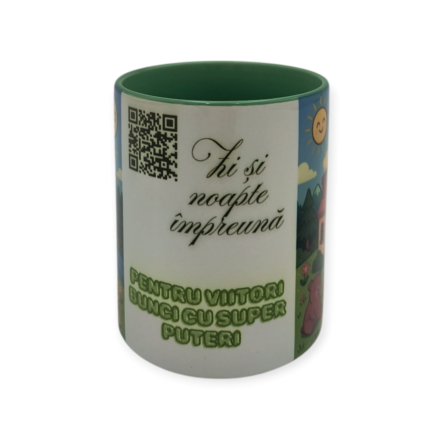 Cana personalizata cu poezie si mesaj video redat prin QR pentru viitori bunici (model bunica)