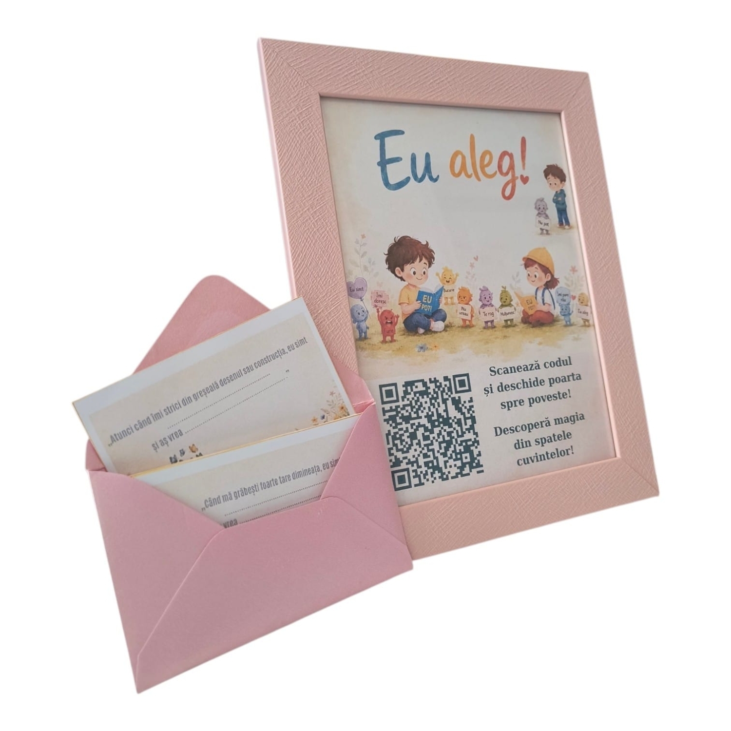Rama cu poveste audio „Eu Aleg” si cartonase de comunicare asertiva - Roz