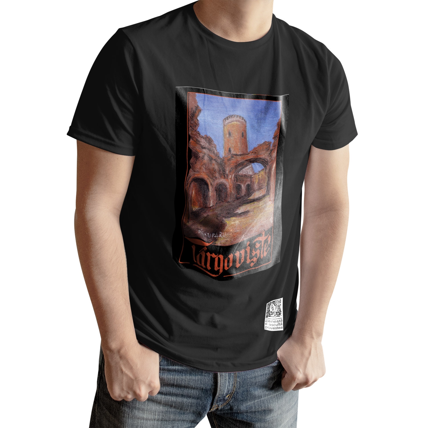 Tricou negru cadou/suvenir Iubeste Targoviste 1