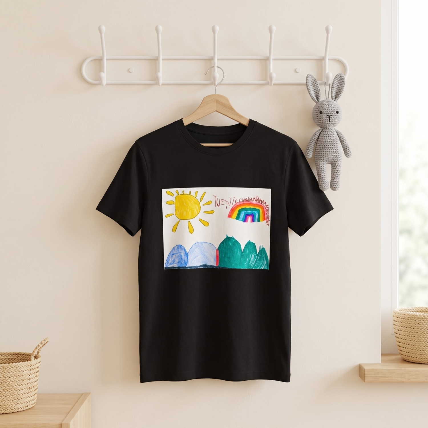 Tricou personalizat pentru mama cu desenul copilului, model negru, cadou emotionant pentru mama